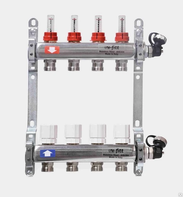 Фото КОЛЛЕКТОР UNI-FITT 8 ВЫХ ЕВРОКОНУС 3/4 С РАСХОДОМЕРОМ пр-во Италия