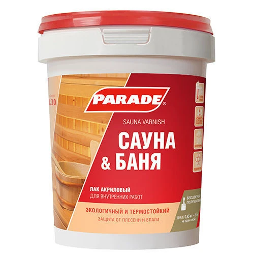 Фото Лак для саун акриловый PARADE 2,5л L30 Сауна&Баня П/мат