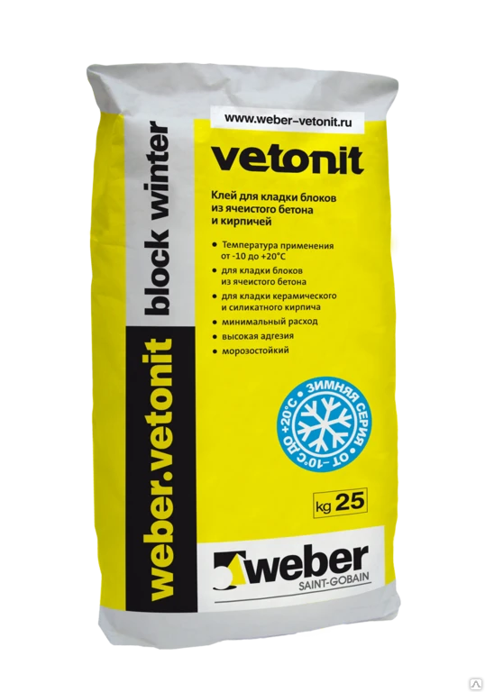 Фото Клей weber.vetonit block winter для блоков Weber-Vetonit