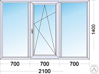 Фото Окно пластиковое трехстворчатое VEKA WHS 1400х2100