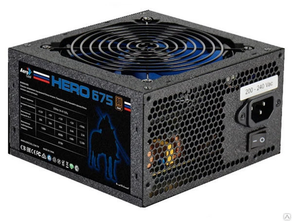 Фото Блок питания ATX 675 Вт AeroCool Hero 675, 80Plus Bronze