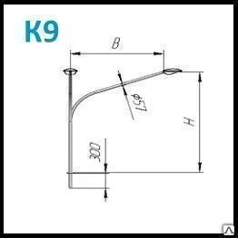 Фото Однорожковые односторонние кронштейны к опорам освещения К9-2,5-2,0-1-1