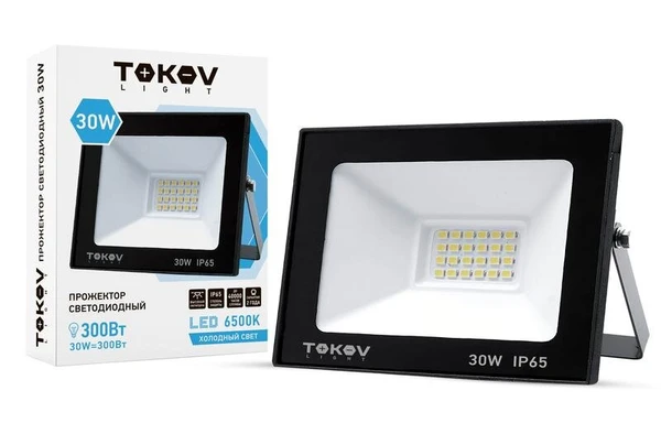 Фото Прожектор светодиодный 30Вт 1700лм 6500К IP65 черн. (TKL) TOKOV ELECTRIC TKL-FL/LED-30-6.5K-IP65