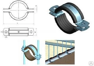 Фото Хомут трубный метал. резина с гайкой М8/10 4&quot; (107-112 мм)
