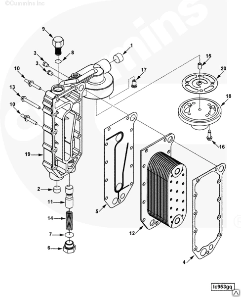 Фото Масляный охладитель двигателя Cummins Евро-4 ISLe QSC 3966365 3943460