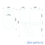 Фото №3 Унитаз-компакт GESSO W102 Home De Lux косой выпуск (бак, сиденье, арматура 1 кнопка, крепеж)