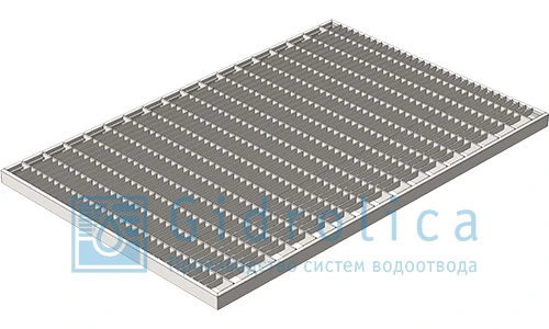 Фото Решетка Gidrolica Step Pro 390х590мм - стальная ячеистая оцинкованная