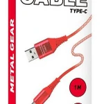 фото Кабель Smartbuy USB 2.0 - USB TYPE C,  в рез.оплет. Gear,1м.мет.након.,<2А, красн.(iK-3112ERGbox red