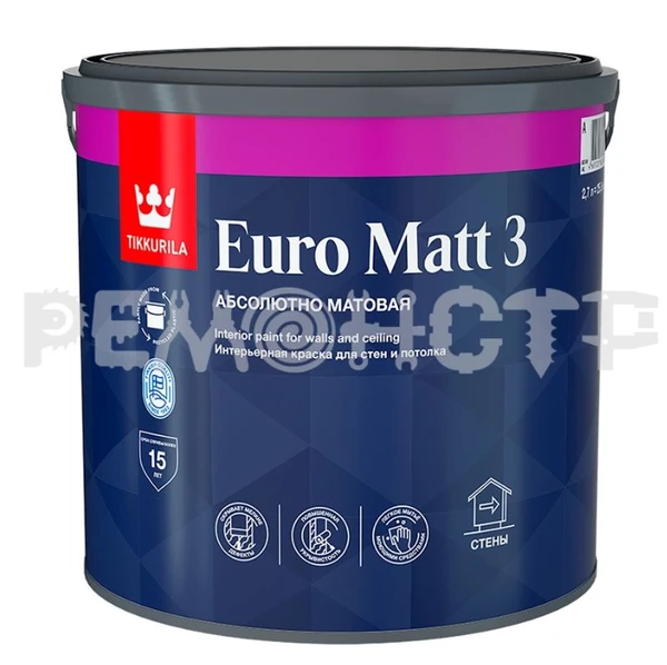 Фото Краска интер  2,7л база А лат мат Tikkurila EURO МАТТ_3 (1) П