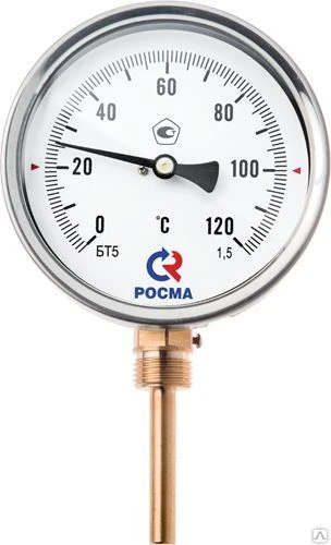 Фото Термометр биметал. БТ-52.211 (- 30.. 70С, G 1/2, 100 мм, 1,5)