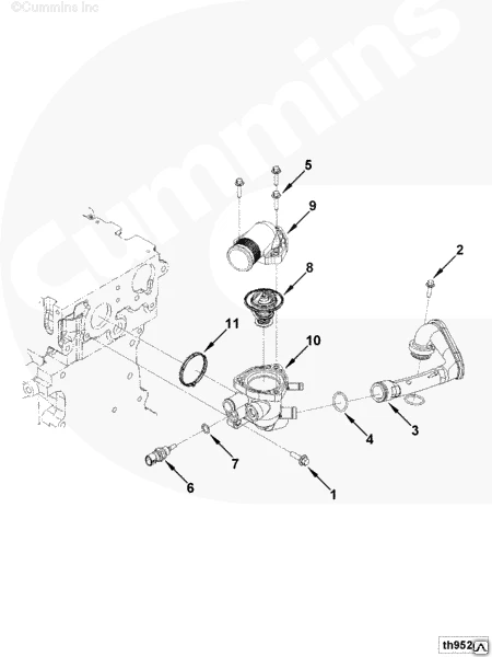 Фото Уплотнение корпуса термостата и перепускной трубки Cummins ISF2.8L 5265277