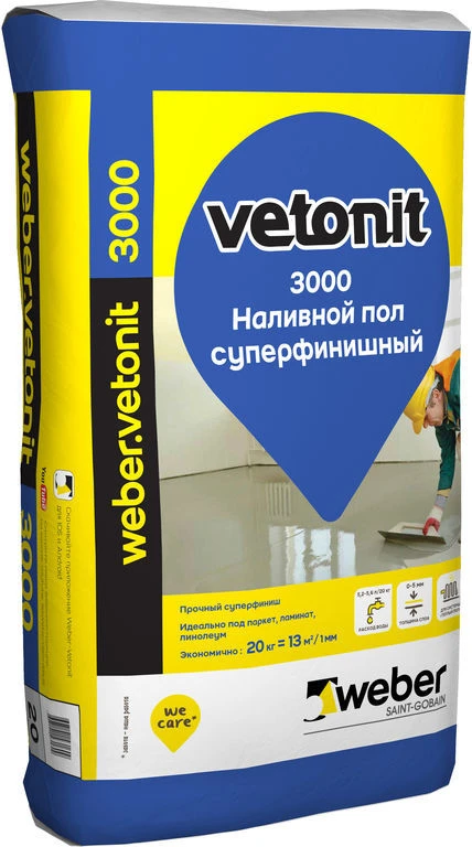 Фото Суперфинишный наливной пол Weber vetonit 3000 25 кг