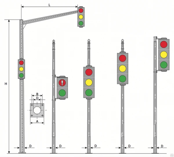 Фото Опоры светофорные ОГСГ-6,15-6,1