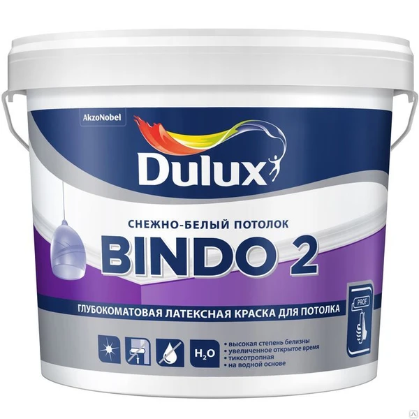 Фото Краска воднодисперсионная д/Потолков "BINDO 2" "DULUX" 10л