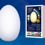 фото Светильник на аккумуляторе-R003 019/RGB IP54 EGG Светильник декоративный светодиодный «Яйцо». Аккумуляторный (в/к). 14*19см. RGB свет. TM Uniel.