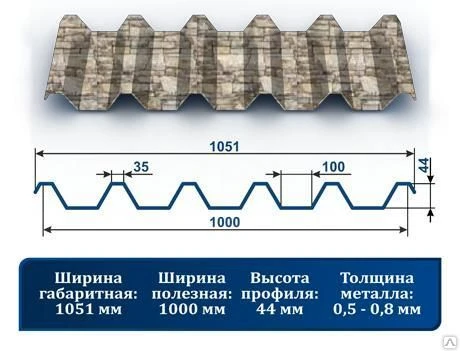 Фото Профнастил С-44 окрашенный серый камень