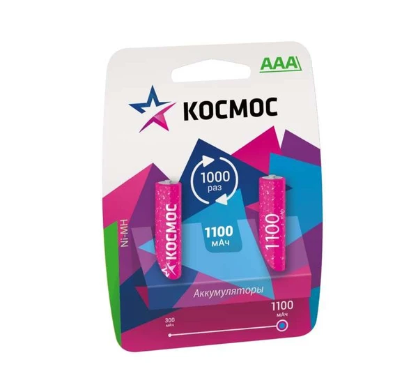 Фото Аккумулятор R03 NI-MH 1100мА.ч (блист.2шт) Космос KOCR03NIMH(1100MAH)