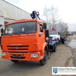 фото КАМАЗ-4308 с КМУ PM-12, прямой платформой и частичной погрузкой