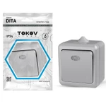 фото Выключатель 1-кл. ОП Dita IP54 10А 250В с индикацией сер. TOKOV ELECTRIC TKL-DT-V1I-C06-IP54