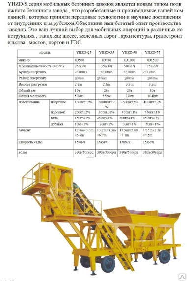 Фото Мобильный бетонозавод YHZS-25