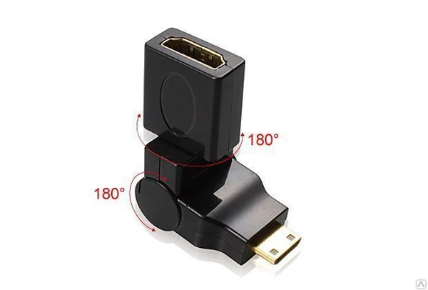 Фото Переходник mini HDMI/HDMI, 19M/19F угол вращения 360 град. для телевизоров