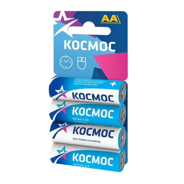 Фото Элемент питания солевой R6 4хBL (блист.4шт) Космос KOCR64BL