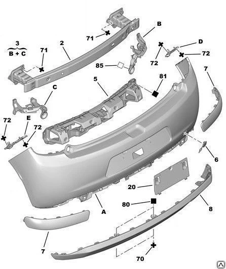 Фото Молдинг бампера Citroen C3 New (Ситроен С3 Нью) комплект