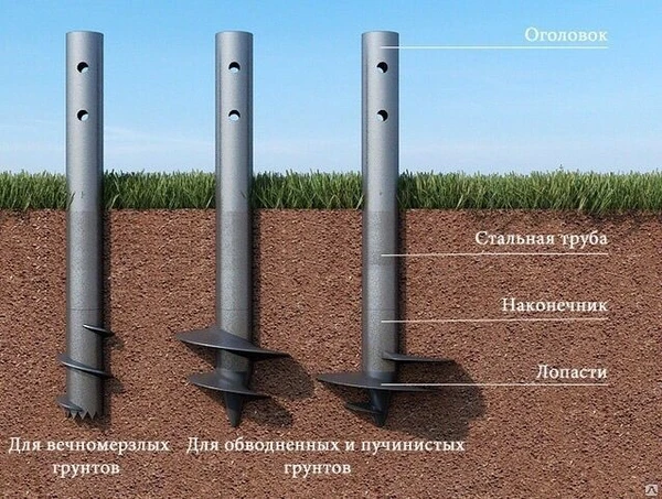 Фото Сваи винтовые 57, 76, 89, 108 от 1500 см до 7000 см