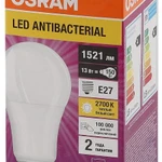 Фото №3 Лампа светодиодная LED Antibacterial A 13Вт (замена 150Вт) матовая 2700К тепл. бел. E27 1521лм угол пучка 200град. 220-240В бактерицид. покр. OSRAM 4058075561175