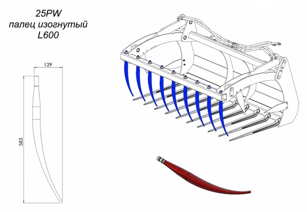 Фото Палец верхний L600 25PW на захват для силоса Metal-Fach