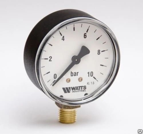 Фото Манометр радиальный Watts 1/4" нар(ш) 10 бар d63 мм