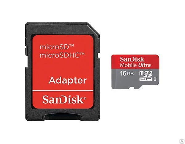 Фото Карта памяти Micro-SDHC 16Gb SanDisk Ultra SDSQUNB-016G-GN3MA 
Class10 + ad