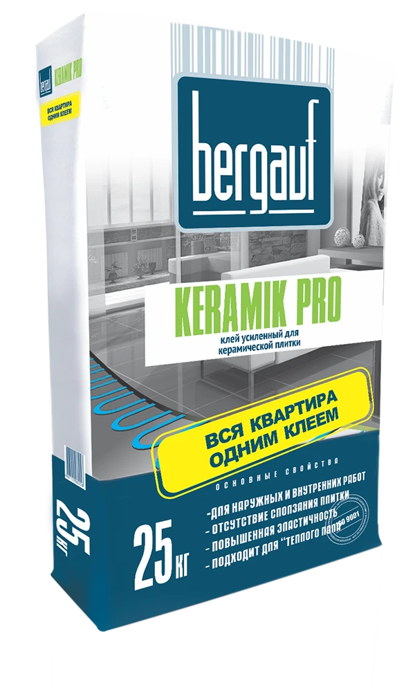 Фото Клей усиленный для керамической плитки Keramik Pro 5кг, Bergauf