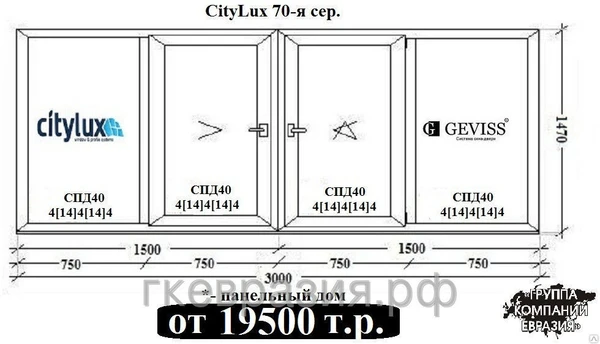 Фото Оконные конструкции CityLux 70мм с Турецкой фурнитурой GEVISS