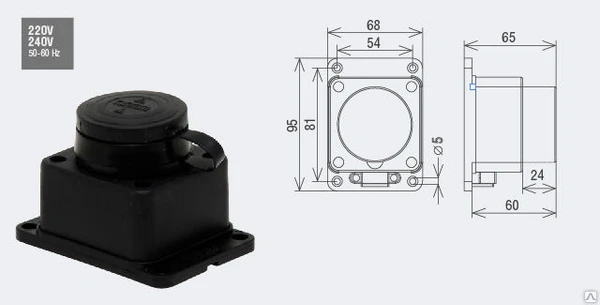 Фото Розетка наружная каучук 2P+E 1х16А IP44 T-Plast