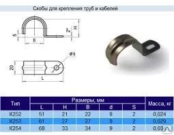 Фото Скоба для крепления кабеля,  труб К-254
