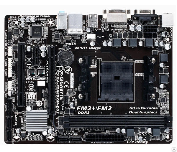 Фото Материнская плата Socket-FM2, Gigabyte GA-F2A88XM-DS2, 
A88X (2xDDR3, PCI-E