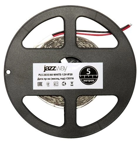 Фото Лента светодиодная PLS 2835/120-12V 12Вт/м 6500К холод. бел. IP20 (уп.5м) JazzWay 2859051