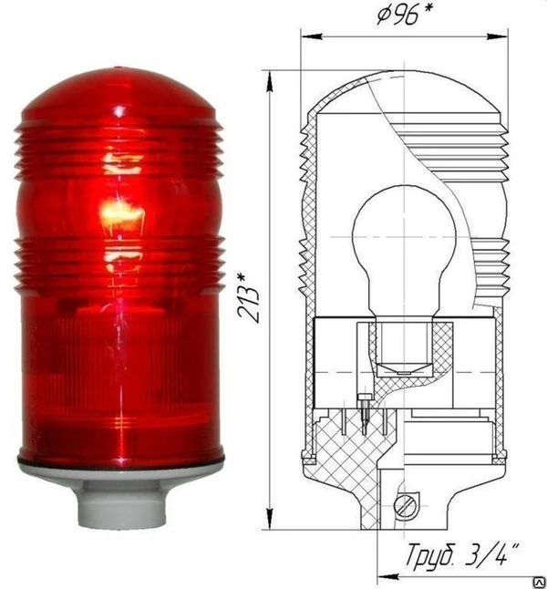 Фото Заградительный огонь низкой интенсивности ЗОМ-40Вт&gt;10cd, тип А