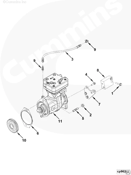 Фото Компрессор воздушный на двигатель Cummins ISLe 4933782 4933783