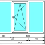 фото Окно пластиковое 2100*1400мм Профиль Enwin, фурнитура Vorne, сп 4-16-4