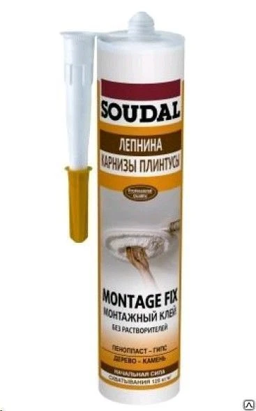 Фото Гвозди жидкие SOUDAL МОНТАЖ ФИКС, БЕЛЫЙ 300 мл (12 шт) 120066