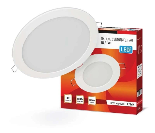 Фото Светильник светодиодный RLP-VC 18Вт 230В 4000К 1440лм 185мм бел. (Аналог Downlight) IP40 IN HOME 4690612023373