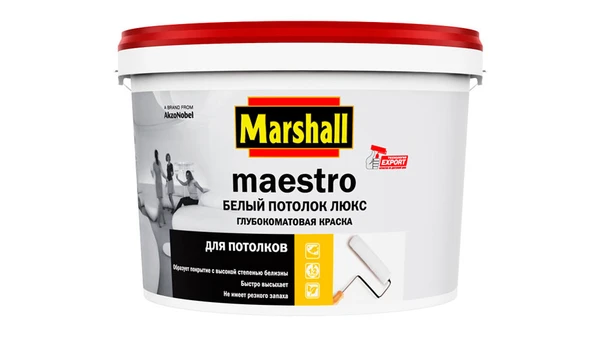 Фото MARSHALL MAESTRO БЕЛЫЙ ПОТОЛОК ЛЮКС КРАСКА ДЛЯ ПОТОЛКОВ ГЛУБОКОМАТОВАЯ Маршал