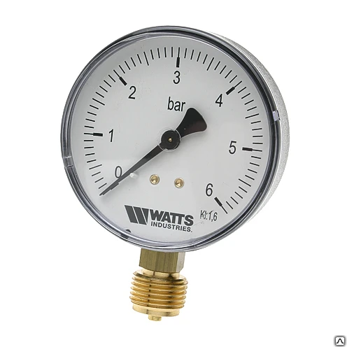 Фото Манометр радиальный Watts 1/2" нар(ш) 6 бар d80 мм