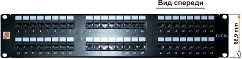 Фото Патчпанель 19, 48xRJ45, UTP, Кат. 5е Lanmaster LAN-PP48UTP5E