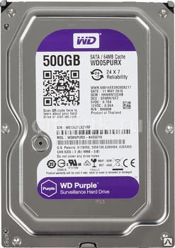 Фото Жесткий диск WD Purple WD05PURX, 500Гб, HDD, SATA III, 3.5" Wester