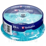 фото Диск Verbatim  CD-R 700Mb 52х,DL (уп.25шт. в пласт. кор.) /200/