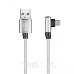 фото Кабель Smartbuy USB - micro USB, TPE оплётка Flow 3D L-TYPE угловой, белый 2 А, 1 м (ik-12FLL white)