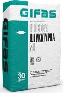 Фото Штукатурка гипсовая МН, 30кг Gifas